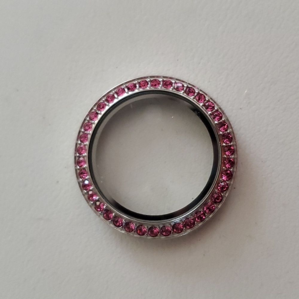 Pink crystal, medium living locket face Origami Owl